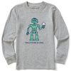 Kids Life is Good Graphic Tees | Kids Cool Robot Long Sleeve Crusher Tee Heather Gray