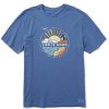 Men Life is Good Graphic Tees | Men'S Clean Sunburst Lighthouse Crusher Tee Vintage Blue