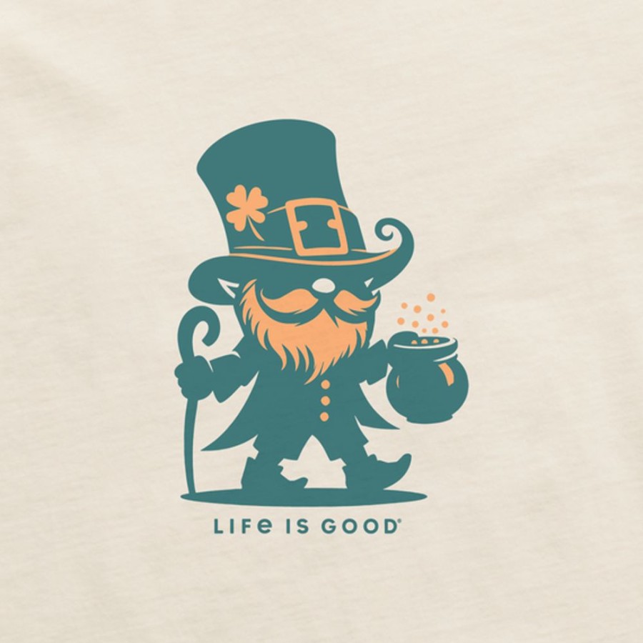 Men Life is Good Graphic Tees | Men'S Clean Irish Leprechaun Crusher Tee Putty White