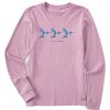 Women Life is Good Graphic Tees | Women'S Three Hummingbirds Long Sleeve Crusher Tee Violet Purple