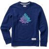 Women Life is Good Sweatshirts & Hoodies | Women'S Lotus Breathe Simply True Fleece Crew Darkest Blue