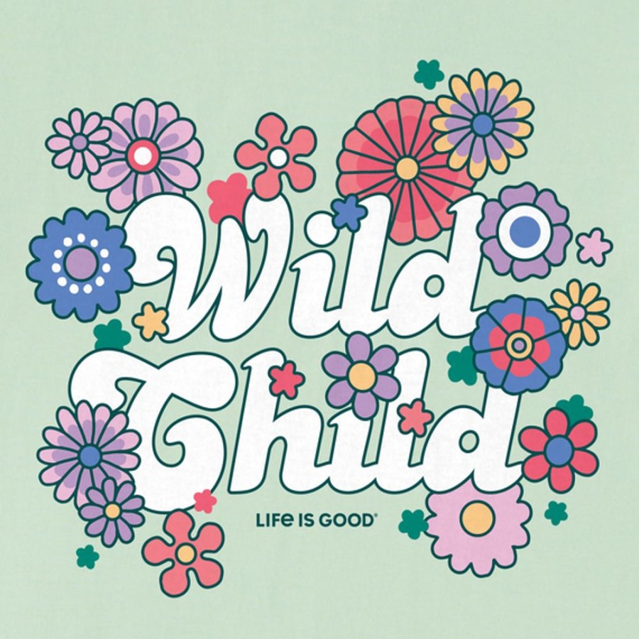 Kids Life is Good | Toddler Hippy Wild Child Crusher Tee Sage Green