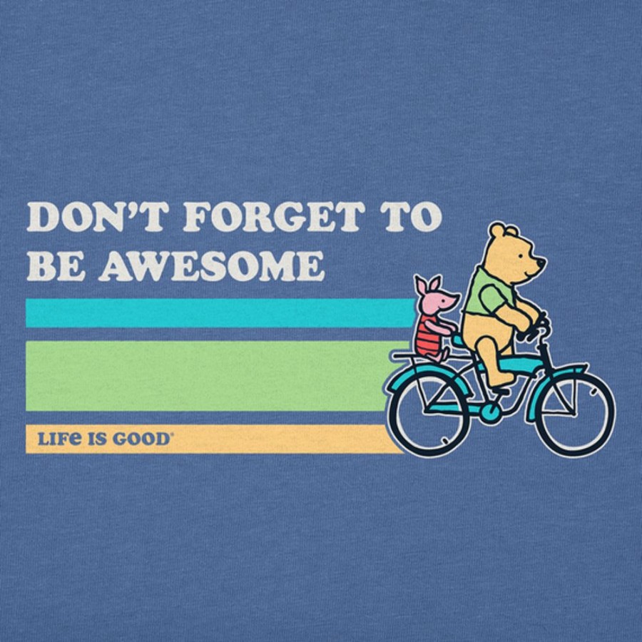 Kids Life is Good Graphic Tees | Kids Vintage Be Awesome Winnie & P Bike Crusher Tee Vintage Blue