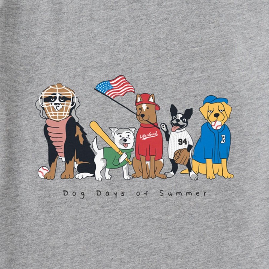 Men Life is Good Graphic Tees | Men'S Dog Days Of Summer Baseball Short Sleeve Tee Heather Gray