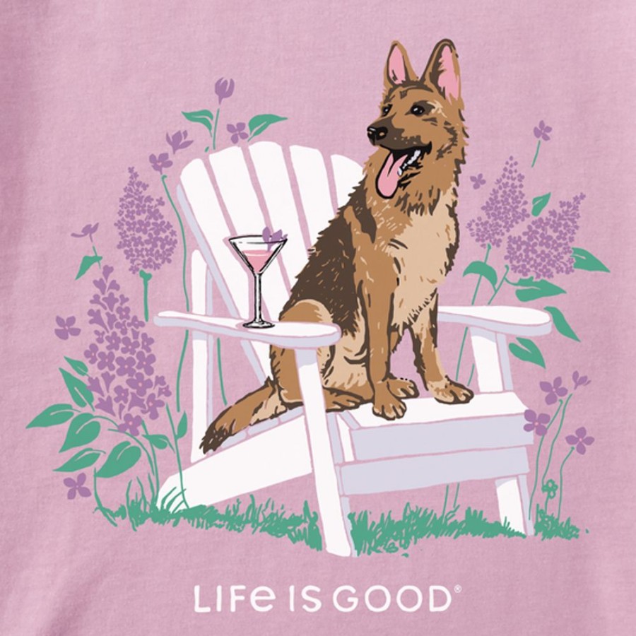 Women Life is Good Graphic Tees | Women'S Realisn'T German Shepherd Adirondack Short Sleeve Tee Violet Purple