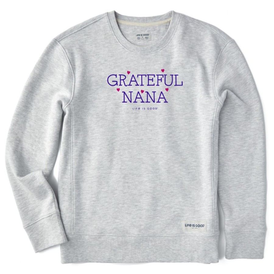 Women Life is Good Sweatshirts & Hoodies | Women'S Grateful Nana Simply True Fleece Crew Light Heather Gray