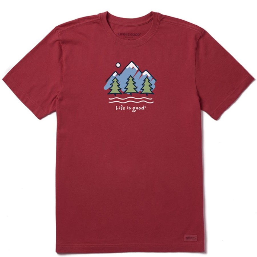 Men Life is Good Graphic Tees | Men'S Big Mountains Crusher Tee Cranberry Red