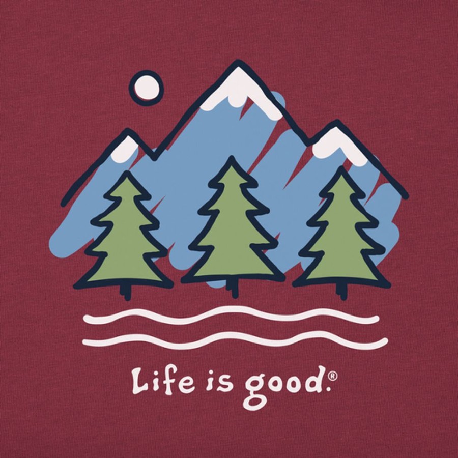 Men Life is Good Graphic Tees | Men'S Big Mountains Crusher Tee Cranberry Red