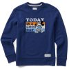 Women Life is Good Sweatshirts & Hoodies | Women'S Clean Today Is A Good Day Will Stripes Simply True Fleece Crew Darkest Blue