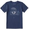 Kids Life is Good Graphic Tees | Kids Fineline Peaceful Sloth Crusher Tee Darkest Blue