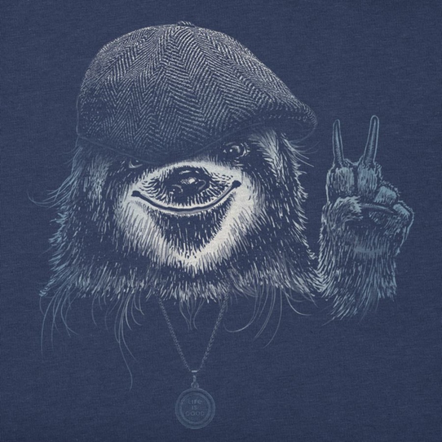 Kids Life is Good Graphic Tees | Kids Fineline Peaceful Sloth Crusher Tee Darkest Blue