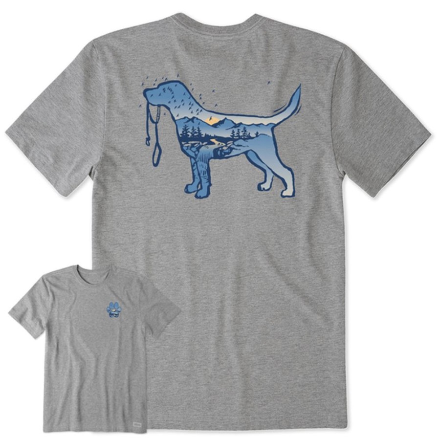 Men Life is Good Graphic Tees | Men'S Macro Micro Dogscape Short Sleeve Crusher Tee Heather Gray