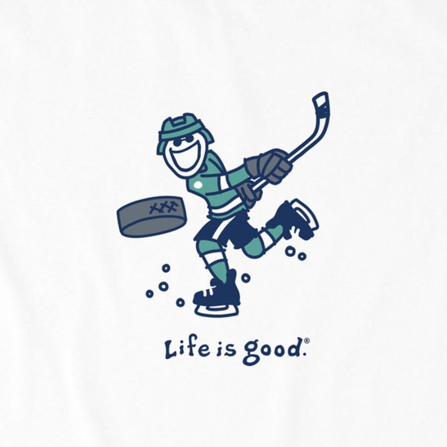 Kids Life is Good Graphic Tees | Kids Jake Slap Shot Long Sleeve Crusher Tee Cloud White