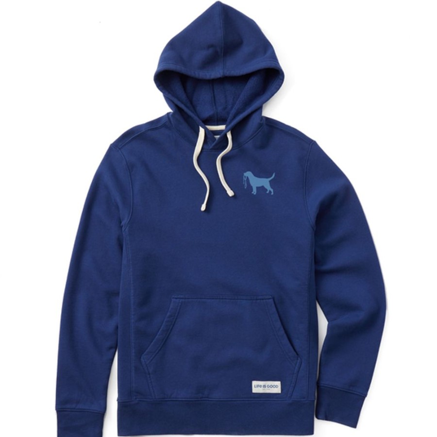 Men Life is Good Sweatshirts & Hoodies | Men'S Labrador Leash Simply True Fleece Hoodie Darkest Blue