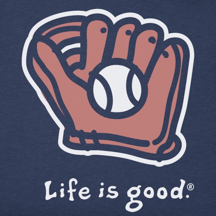 Kids Life is Good Graphic Tees | Kids Vintage Ball & Glove Crusher Tee Darkest Blue