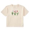 Women Life is Good Graphic Tees | Women'S 3 Genuine Tulips Boxy Crusher Tee Putty White