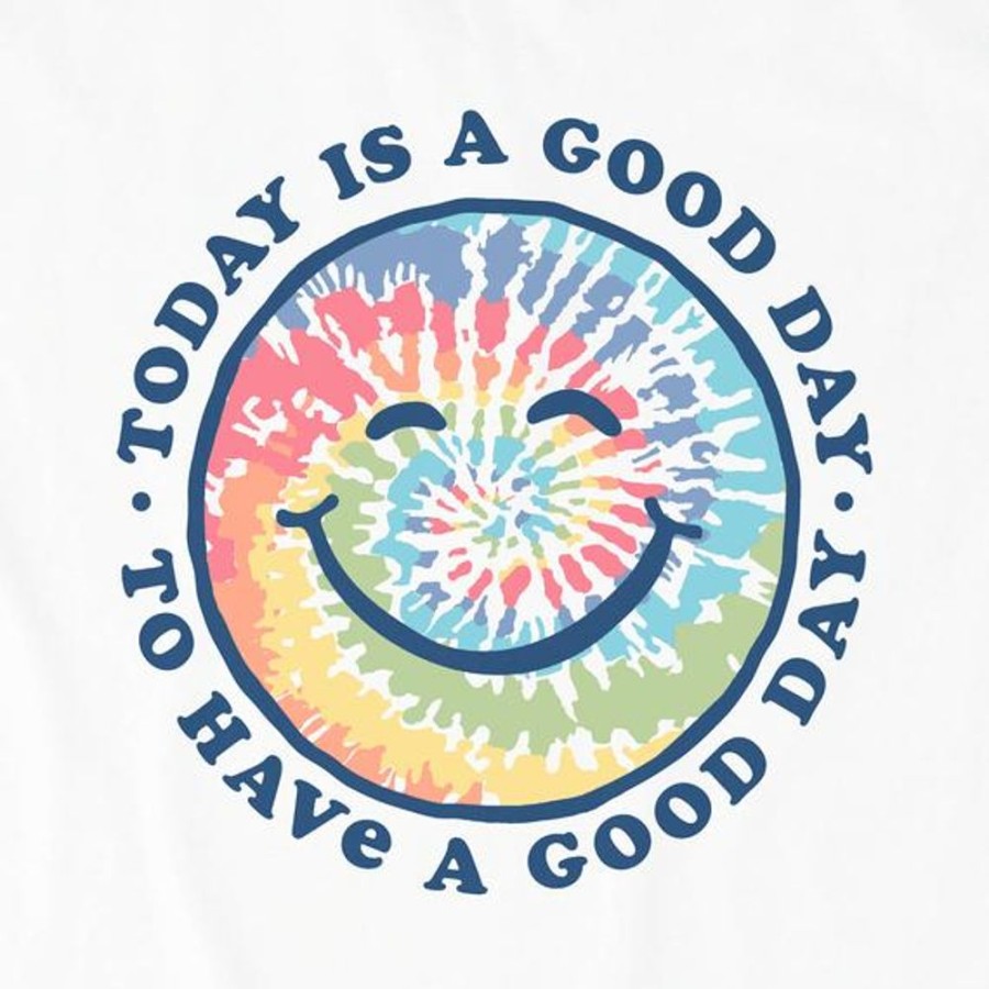 Women Life is Good Sweatshirts & Hoodies | Women'S Tie Dye Smile Good Day Simply True Fleece Hoodie Cloud White