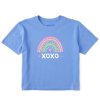 Women Life is Good Boxy Tees | Women'S Naive Xoxo Rainbow Boxy Crusher Tee Cornflower Blue