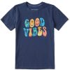 Kids Life is Good Graphic Tees | Kids Tie Dye Good Vibes Smiley Crusher Tee Darkest Blue