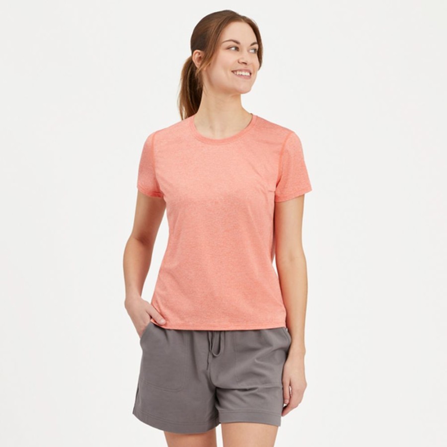 Women Life is Good Solid Tees | Women'S Solid Active Tee Mango Orange