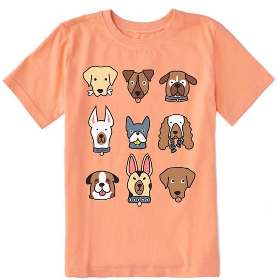 Kids Life is Good Graphic Tees | Kids Plenty Of Pups Crusher Tee Canyon Orange