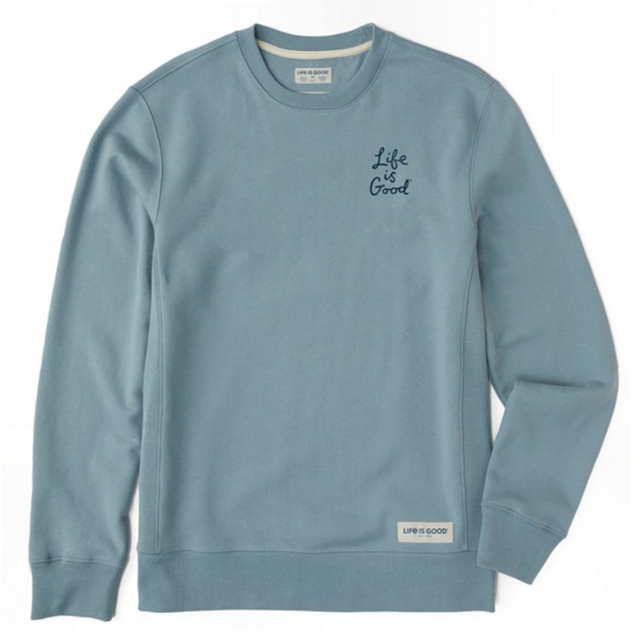 Men Life is Good Sweatshirts & Hoodies | Men'S Lig Scribble Simply True Fleece Crew Smoky Blue