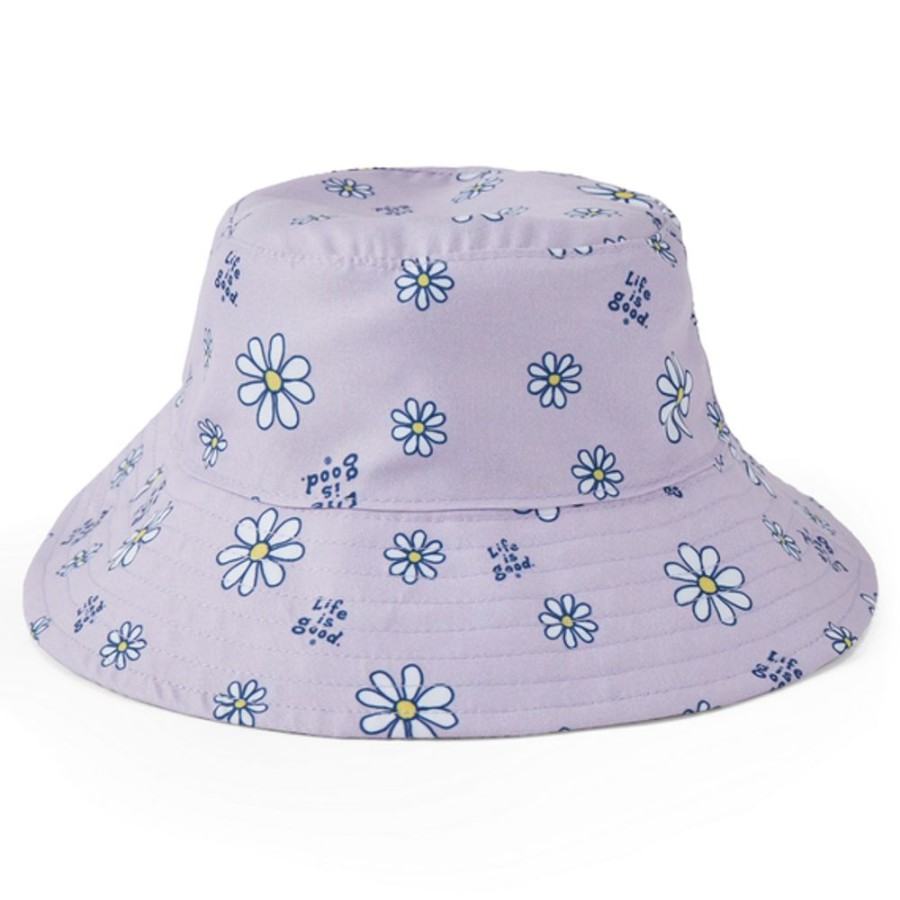 Women Life is Good Hats | Toddler Lig Daisy Pattern Made In The Shade Bucket Hat Lilac Purple