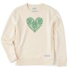 Women Life is Good Sweatshirts & Hoodies | Women'S Celtic Clover Heart Simply True Fleece Crew Putty White