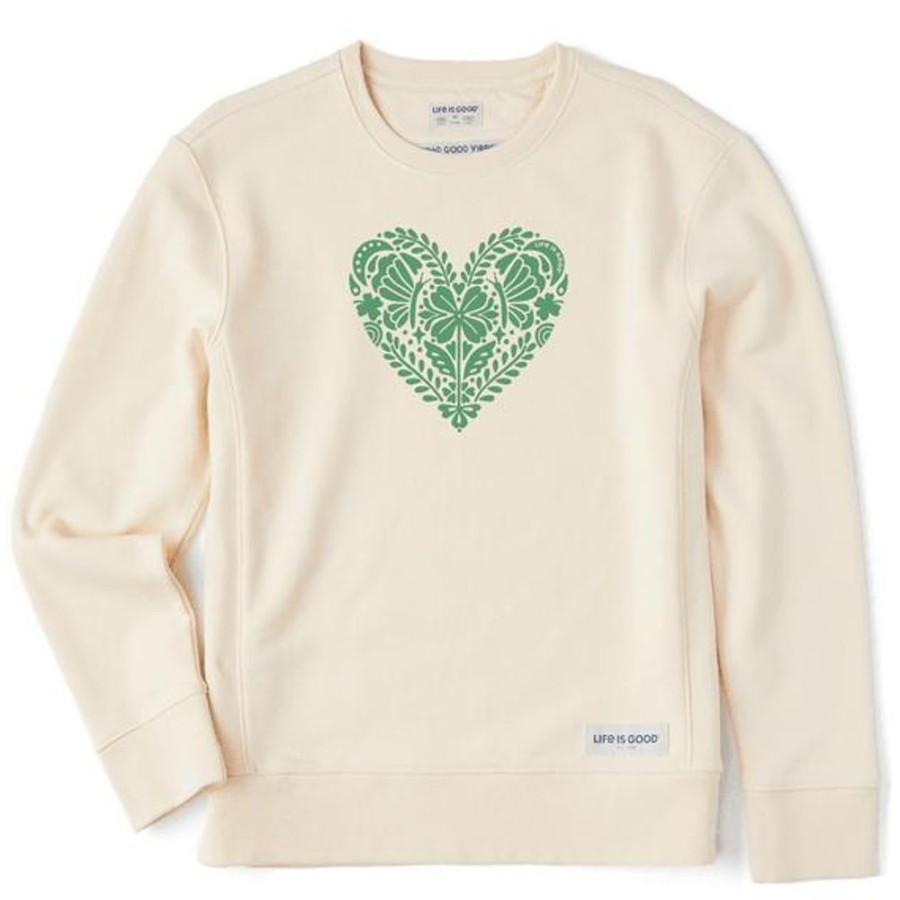 Women Life is Good Sweatshirts & Hoodies | Women'S Celtic Clover Heart Simply True Fleece Crew Putty White