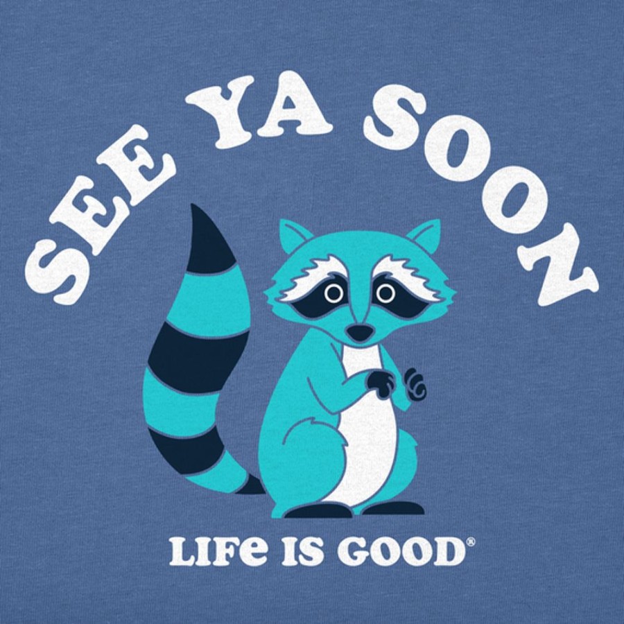 Kids Life is Good Graphic Tees | Kids Clean See Ya Soon Racoon Crusher Tee Vintage Blue