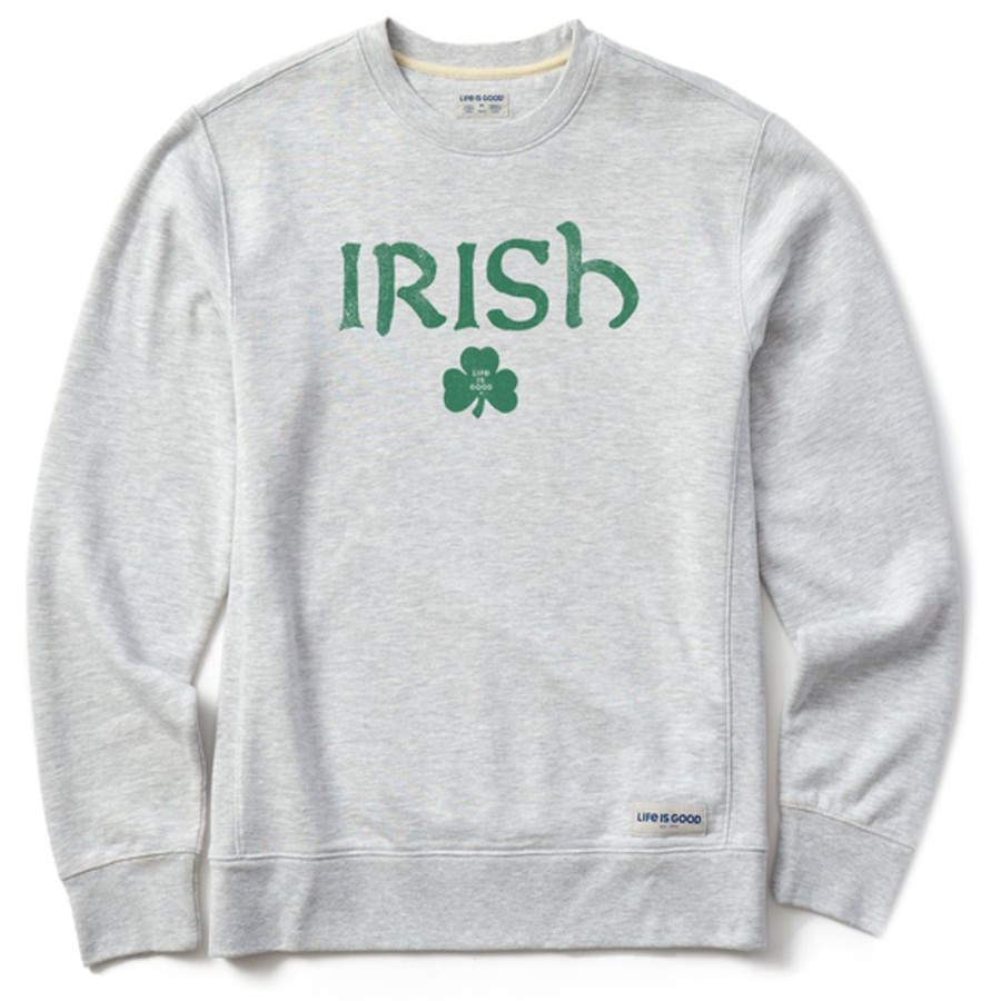 Men Life is Good Sweatshirts & Hoodies | Men'S Irish Clover Simply True Fleece Crew Light Heather Gray