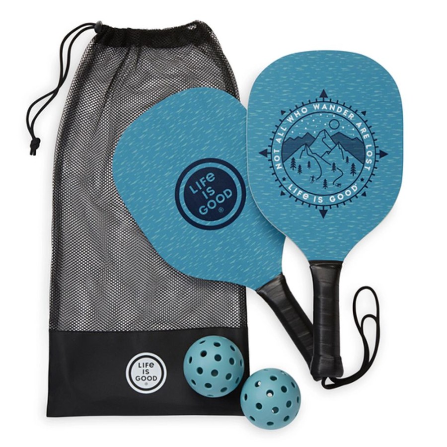 Home Fit for Life Pickleball | Life Is Good Compass Pickleball Set Smoky Blue