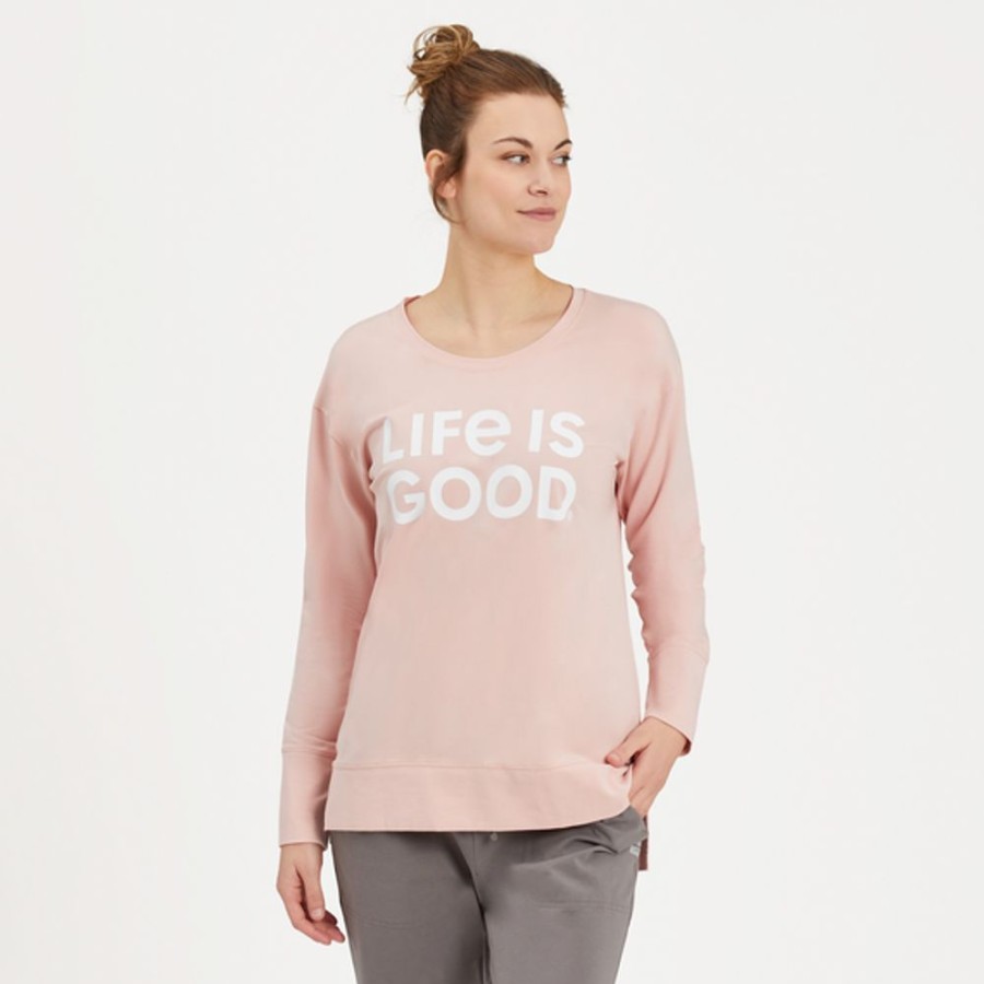 Women Life is Good Sweatshirts & Hoodies | Women'S Lig Wordmark Stack Crusher-Flex Tunic Himalayan Pink