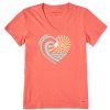 Women Life is Good Graphic Tees | Women'S Waveheart Crusher Vee Mango Orange