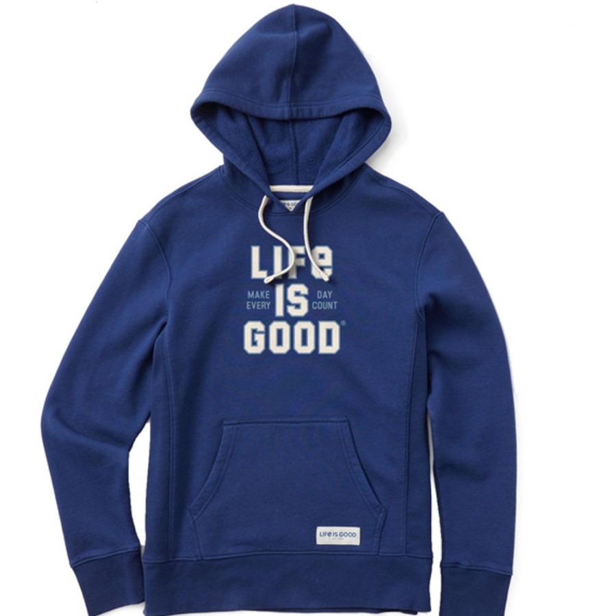 Women Life is Good Sweatshirts & Hoodies | Women'S Branded Athletic Stacked Medc Simply True Fleece Hoodie Darkest Blue