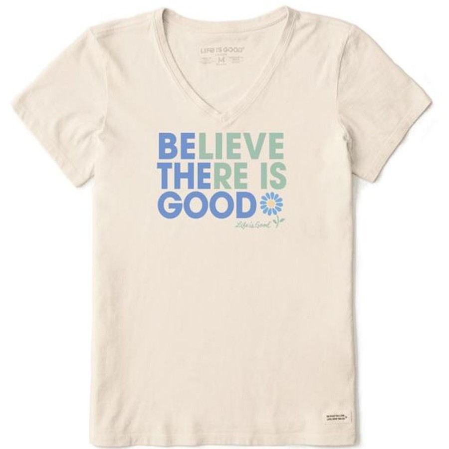 Women Life is Good Graphic Tees | Women'S Be The Good Daisy Crusher Vee Putty White