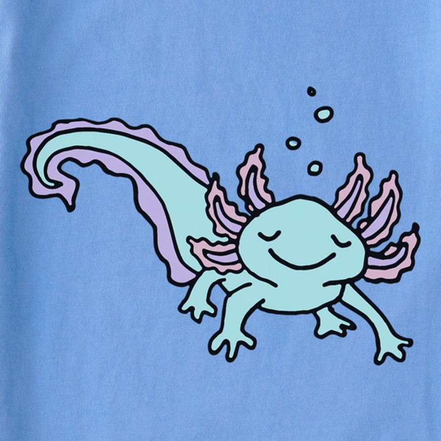 Kids Life is Good Graphic Tees | Kids Quirky Axolotl Crusher Tee Cornflower Blue