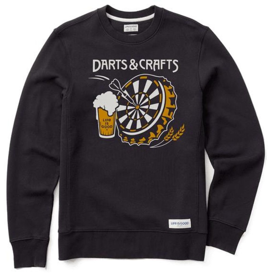 Men Life is Good Sweatshirts & Hoodies | Men'S Darts & Crafts Simply True Fleece Crew Jet Black