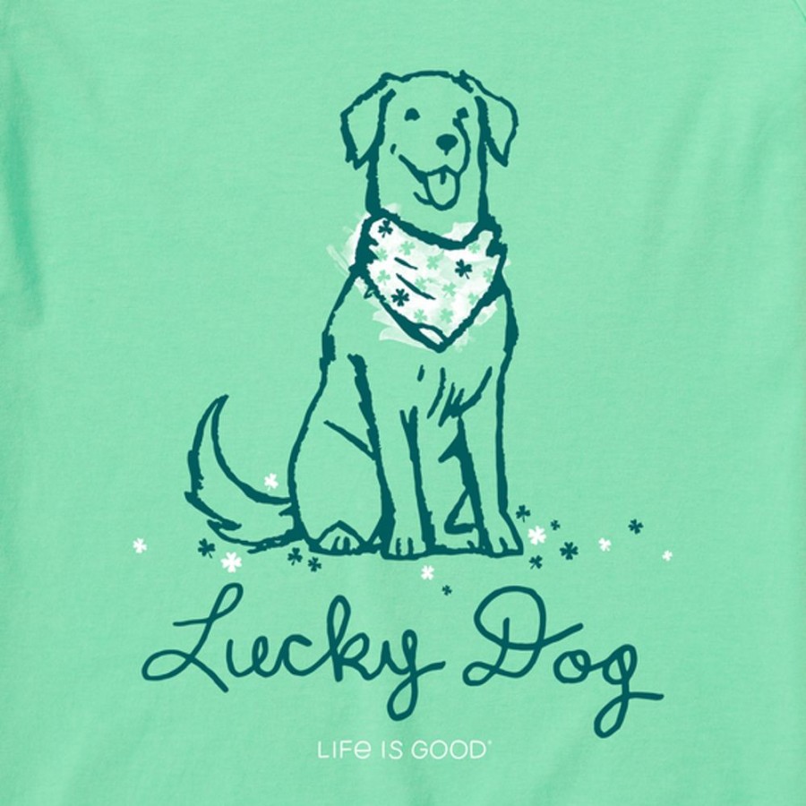 Kids Life is Good Graphic Tees | Kids Lucky Irish Dog Crusher Tee Spearmint Green