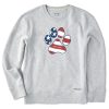 Women Life is Good Sweatshirts & Hoodies | Women'S Us Flag Paw Simply True Fleece Crew Light Heather Gray