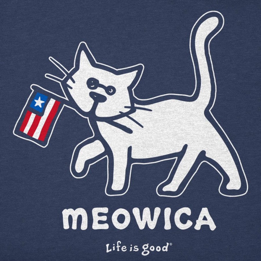 Kids Life is Good Graphic Tees | Kids Vintage Al Meowica Crusher Tee Darkest Blue