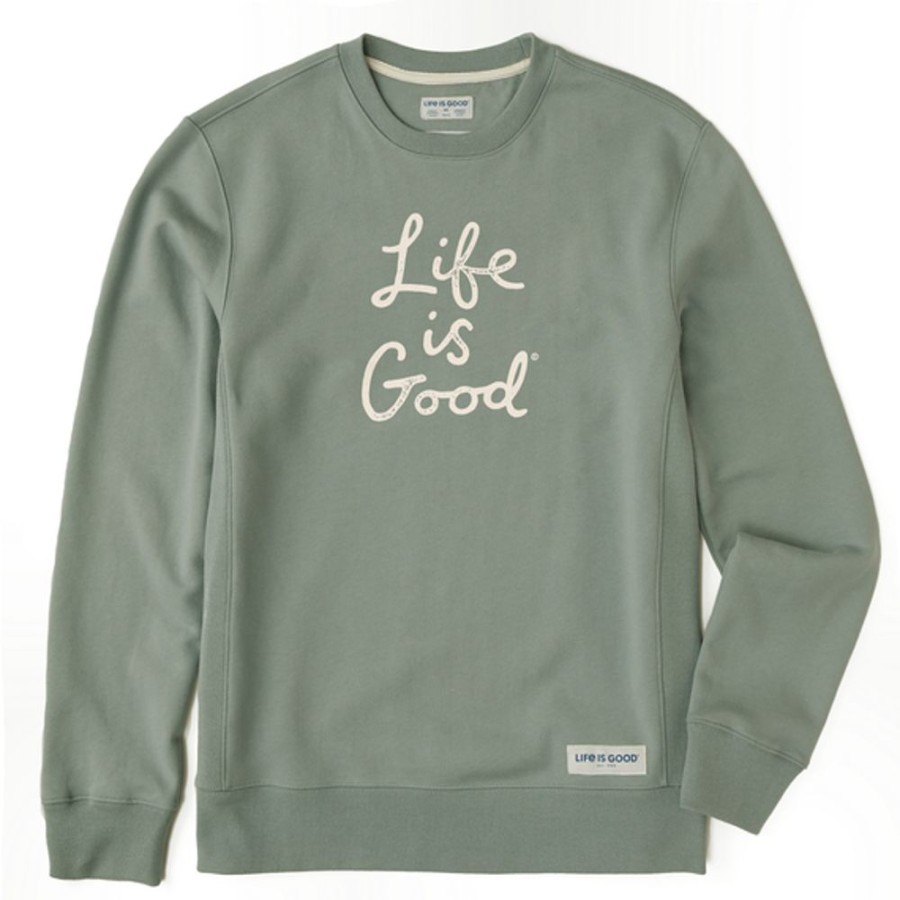 Men Life is Good Sweatshirts & Hoodies | Men'S Lig Scribble Simply True Fleece Crew Moss Green