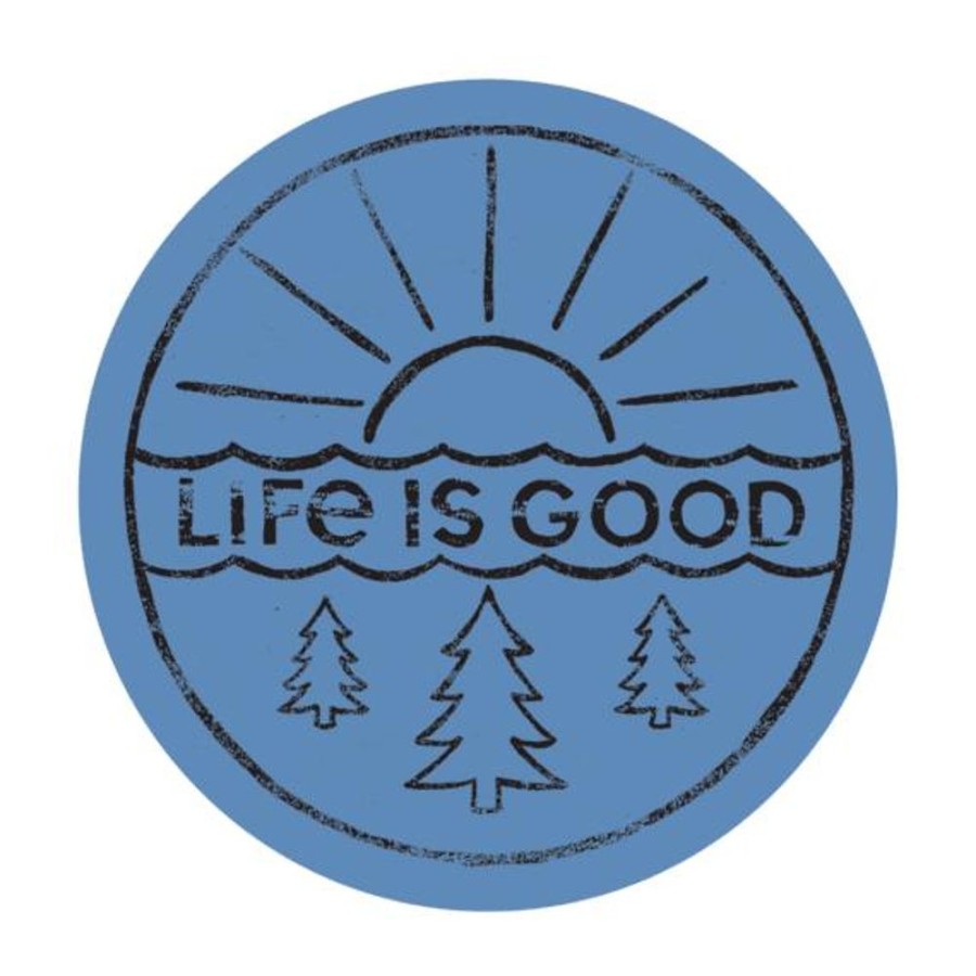 Home Life is Good Stickers & Magnets | Minimal Sunrise Forest 4" Circle Sticker Miscellaneous