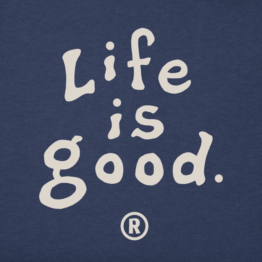 Men Life is Good Sweatshirts & Hoodies | Men'S Lig Vintage Wordmark Stacked Simply True Fleece Crew Darkest Blue