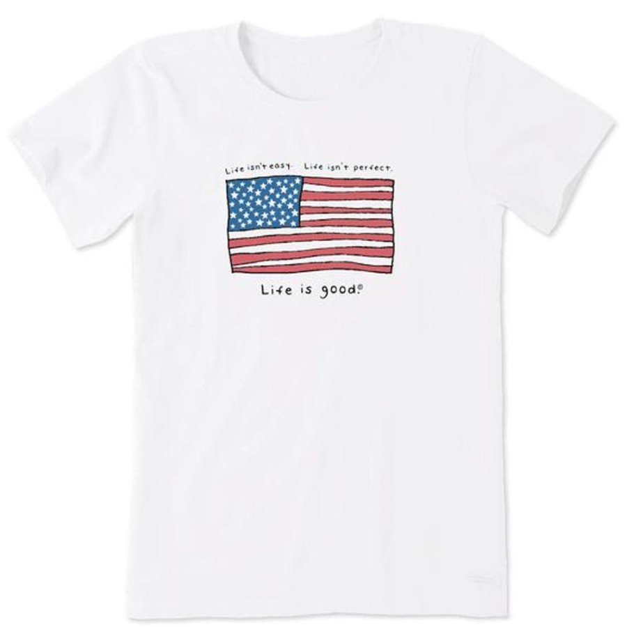 Women Life is Good Graphic Tees | Women'S Life Is Good America Crusher Tee Cloud White