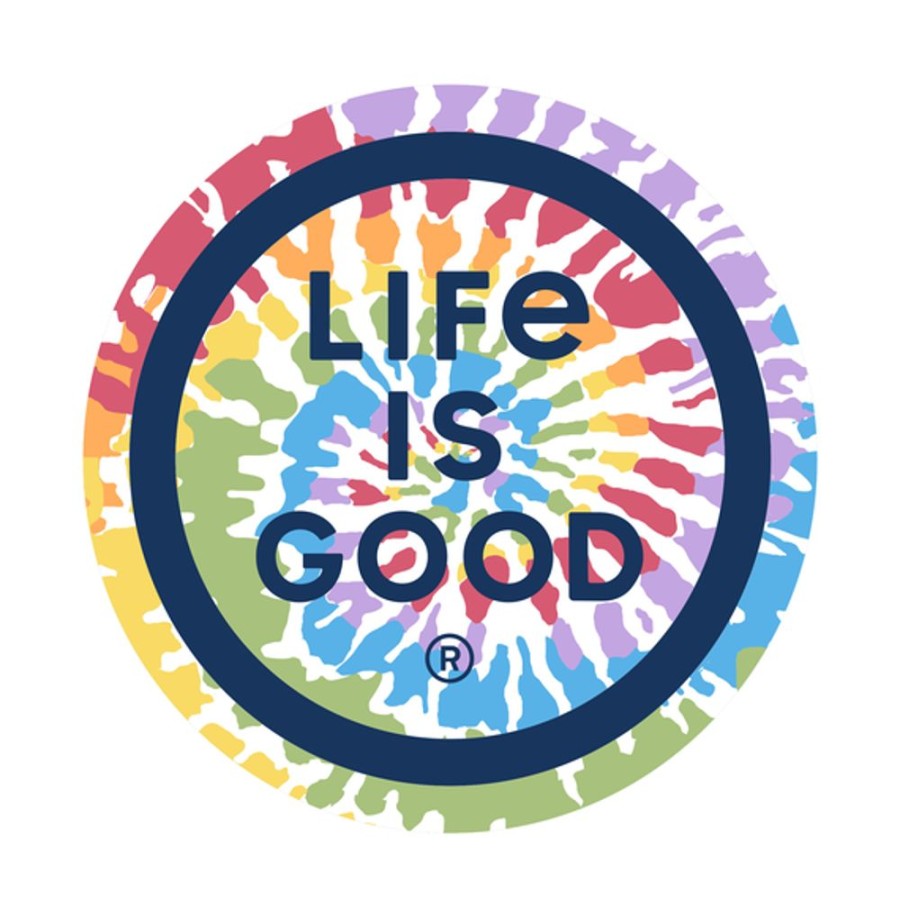 Home Life is Good Stickers & Magnets | Tie Dye Coin 4" Circle Sticker Darkest Blue