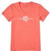 Women Life is Good Graphic Tees | Women'S Beach Bound Stripe Crusher-Lite Vee Mango Orange