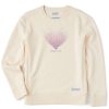 Women Life is Good Sweatshirts & Hoodies | Women'S Kindness Is Free Evaporating Heart Simply True Fleece Crew Putty White