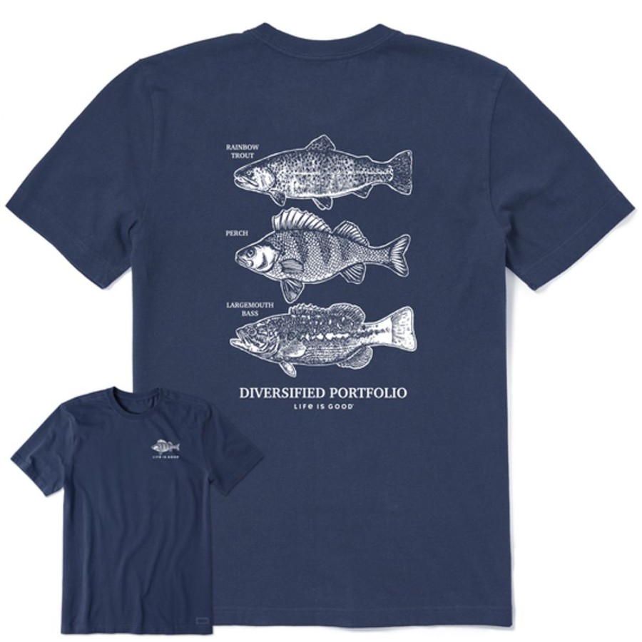 Men Life is Good Graphic Tees | Men'S Diversified Freshwater Catches Crusher-Lite Tee Darkest Blue