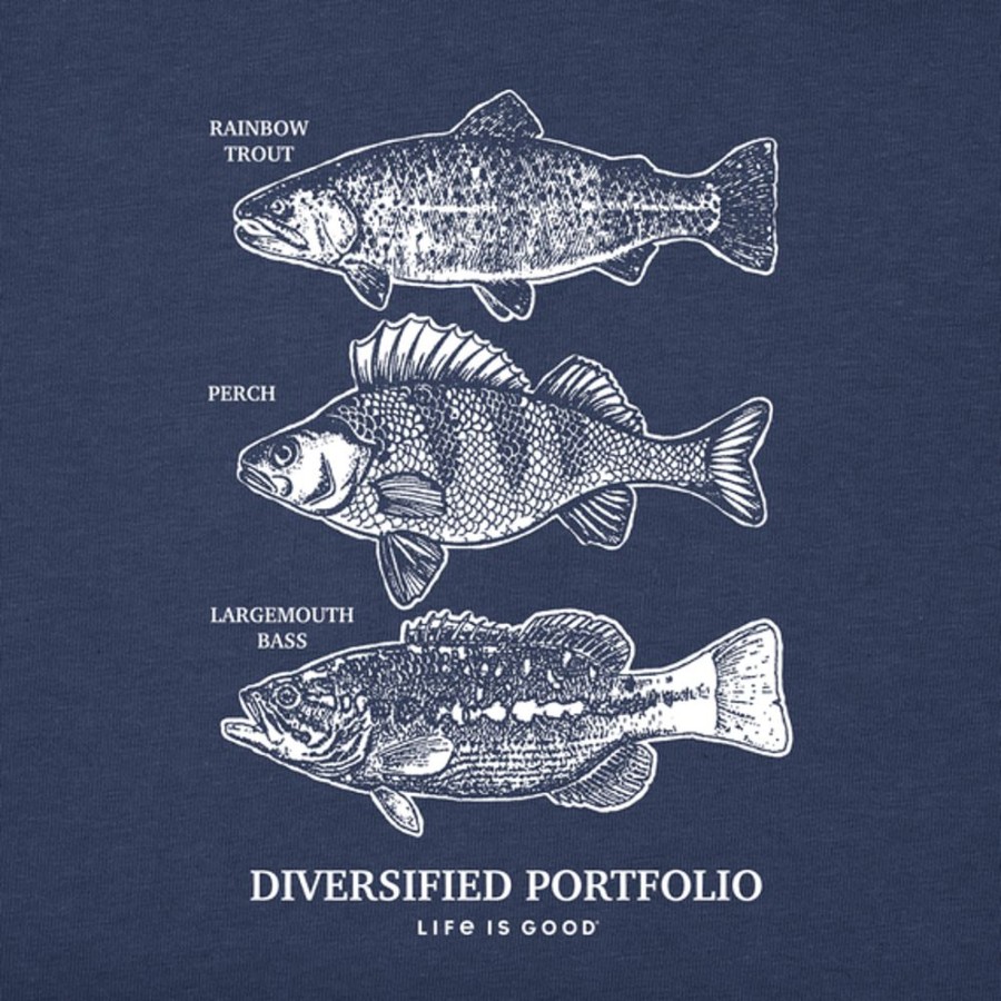 Men Life is Good Graphic Tees | Men'S Diversified Freshwater Catches Crusher-Lite Tee Darkest Blue